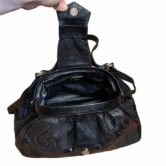 Vtg Sharif Reptile Leather Convertible Doctor Bag - Picture 4 of 12